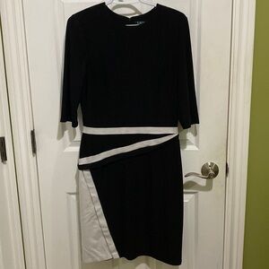 Lauren Ralph Lauren Women’s Party Dress Black White Geometric Lined  Size 8